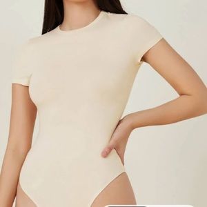 Beige Minimalist Bodysuit